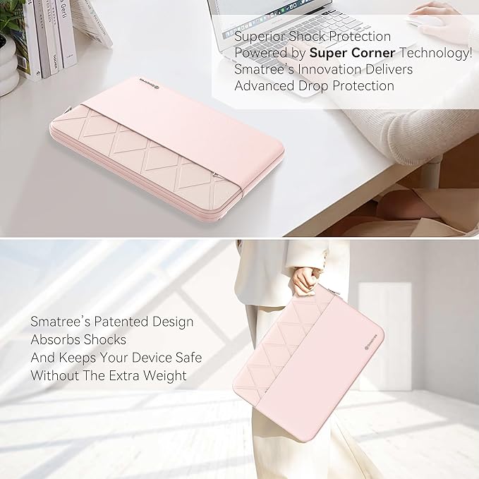 Smatree Laptop Sleeve for 15.6 inch MSI Modern 15 A5M/A10M/A10R/A11M/A11MU/A11SB/B11M, MSI Prestige 15 A12UD/A12SC, MSI Summit B15 A11M, Protective Laptop Case with Pocket, YKK Zipper, Pink (E614P)