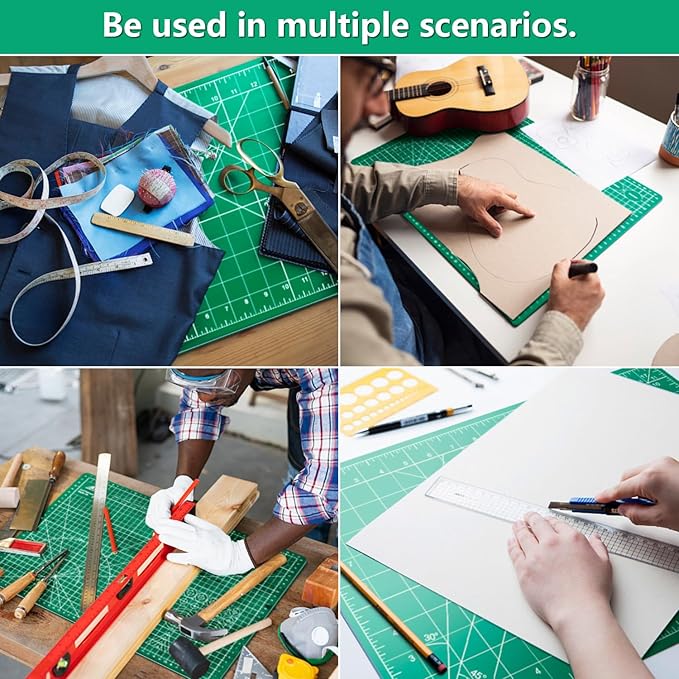 ArtAt Self Healing Cutting Mat:【10 Pack Cutting Mat 12″x 18″】 Green Double Sided Non-Slip 5 Layers PVC Durable Craft Sewing A3 Mat for Rotary Cutter