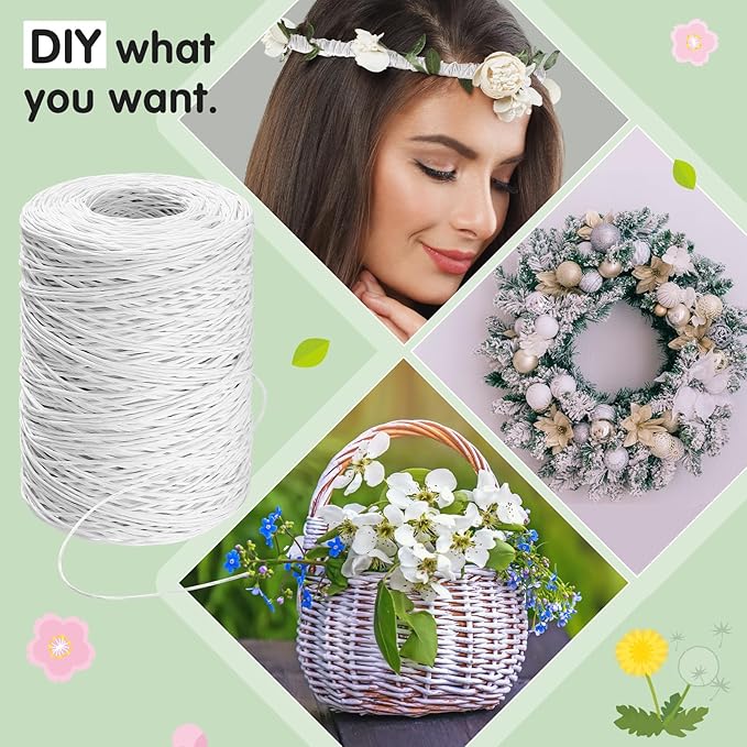 Syhood 673 Feet Floral Vine Bind Wire Rustic Wrapping Wire for Flower Bouquets(White)