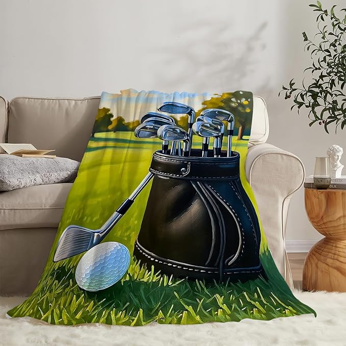 Golf Blanket for Boys Golfing Sport Throw Blanket Soft Cozy Fleece Fuzzy Stuffed Plush Flannel Gifts for Girls Women Kids Adults 50''x60''