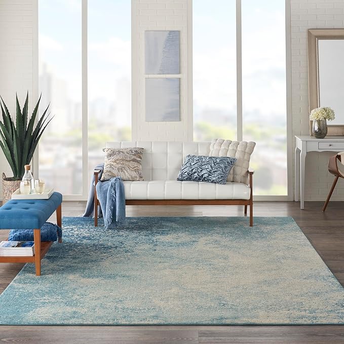 Nourison Home Passion Navy/Light Blue 8' x 10' Area-Rug, Modern, Abstract, Easy-Cleaning, Non Shedding, Bed Room, Living Room, Dining Room, Kitchen (8x10)