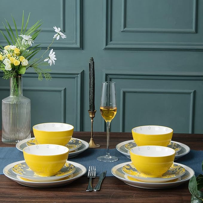 Plates and Bowls Sets Ceramic Dinnerware Sets Plate Set Porcelain Dishes Set for 4 Dinner Plates