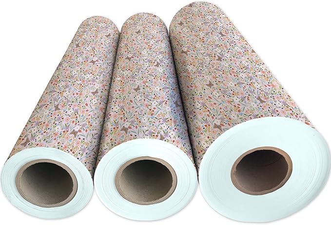 Jillson Roberts Bulk Gift Wrap, Everyday Gift Wrapping Supplies, Delicate Floral Full Ream 833 feet x 24 inches