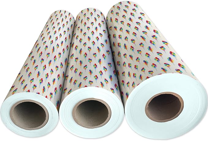 Jillson Roberts Bulk Gift Wrap, Everyday Gift Wrapping Supplies, Bunch of Balloons, 1/4 Ream 208 feet x 30 inches