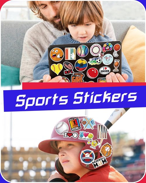 PCNearty Sport Stickers - 300 Pcs Waterproof Vinyl Stickers for Kids' Water Bottles & Laptops