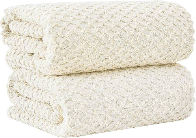 Great Bay Home Oversized Bath Sheets - 100% Cotton 2 Pack 68x35 Extra Large Towel - Absorbent, Durable, Quick-Dry Towels for Bathroom (Ivory)