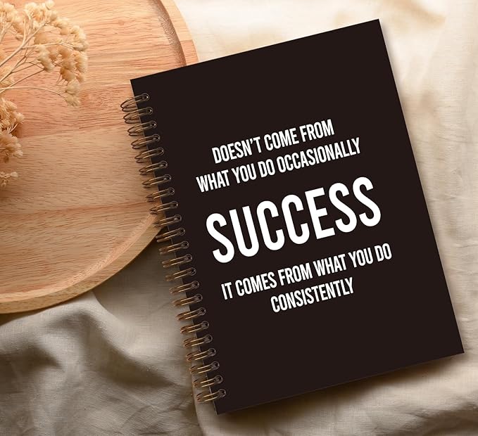 foedor Inspirational Quotes Black College Ruled Spiral Notebook,Inspirational Spiral Bound Notebook,5.5×8.3 Journal with 164 Lined Pages,College School Supplies