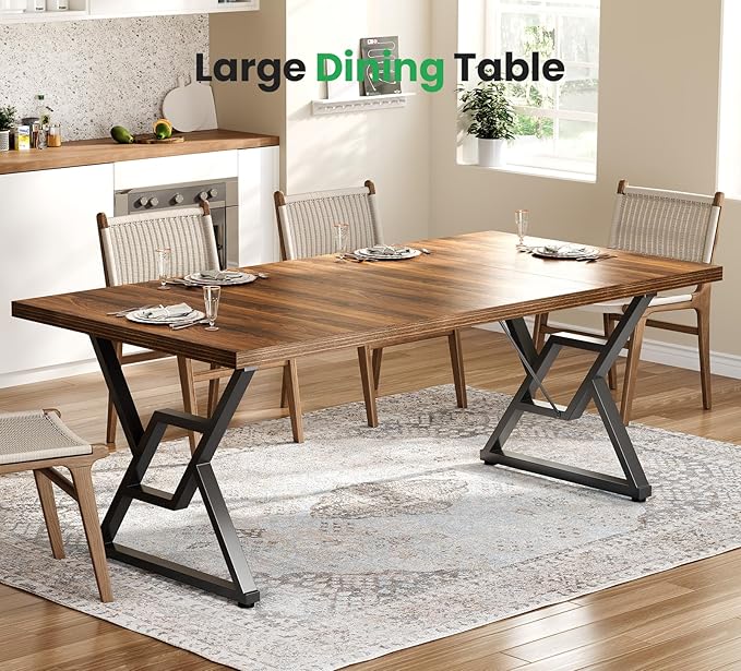63" Large Executive Desk - Computer Office Desk Workstation, Modern Business Writing Table with Sturdy Metal Legs for Home Office (Dark Walnut/Black)