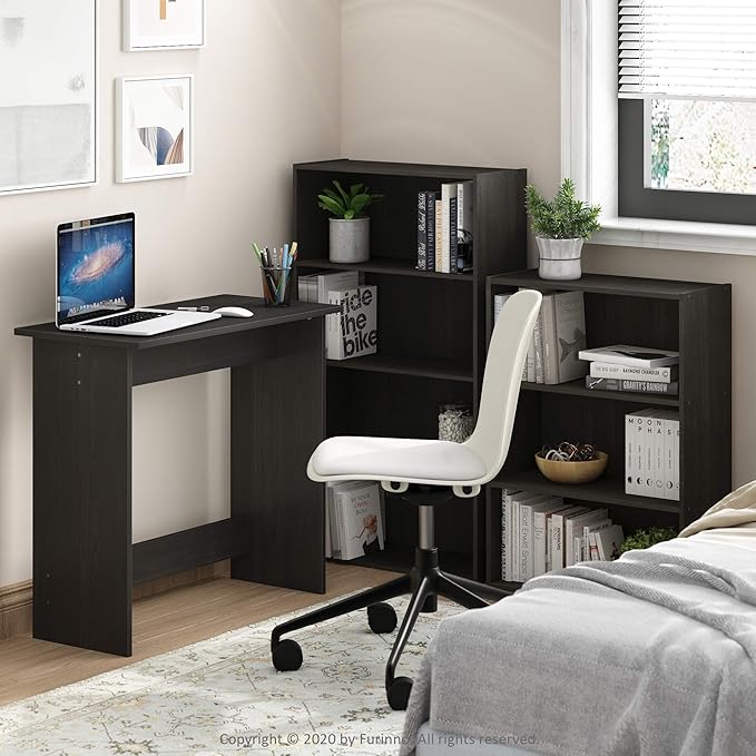 Furinno PASIR Book Shelf, 4-Tier Bookshelf, Bookcase with Open Shelf, 9.4 x 23.6 x 41.7, for Living Room, Bedroom, Home Office, Espresso