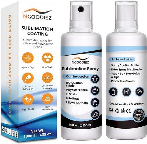 NGOODIEZ Sublimation Spray for Cotton T-Shirts & Polyester - Complete Kit with Extra Nozzle & Pro Guide (100ml)