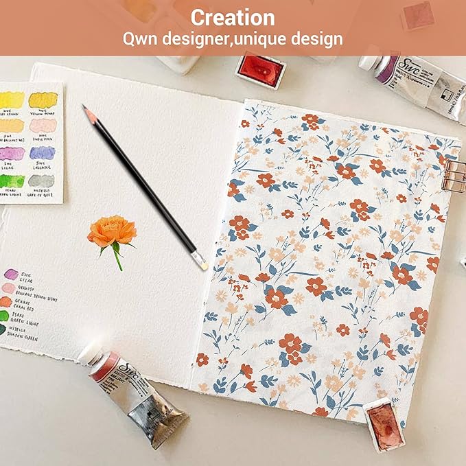 Softan Orange Flower Sheets for King Size Bed Floral Bed Sheets King Printed Sheets - 4 Piece Soft Microfiber Patterned Fitted Sheets King with 15" Deep Pocket