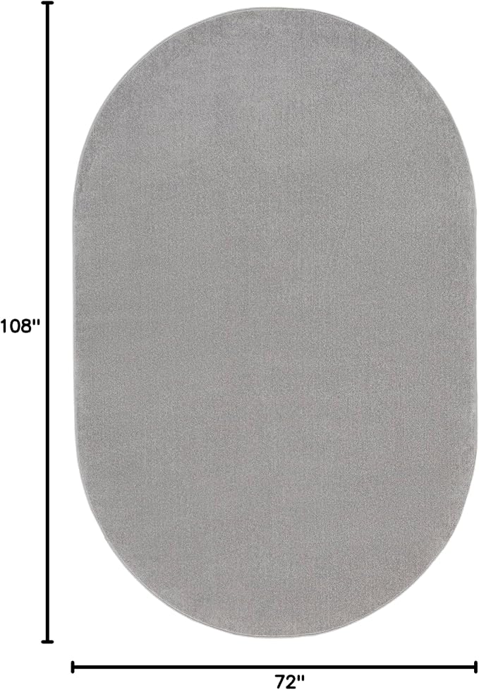 Nourison Home Nourison Essentials Silver Grey 6' x 9' Oval Area Rug - Easy Clean, Non Shedding, Bed Room, Living Room, Dining Room, Kitchen (6' x 9' Oval)