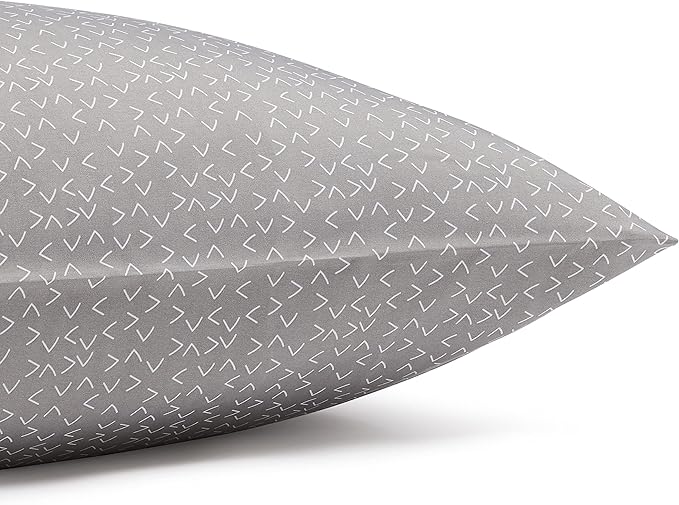 Amazon Basics Lightweight Super Soft Easy Care Microfiber 4 Piece Bed Sheet Set With 14-inch Deep Pockets - Queen, Grey Arrows,Printed