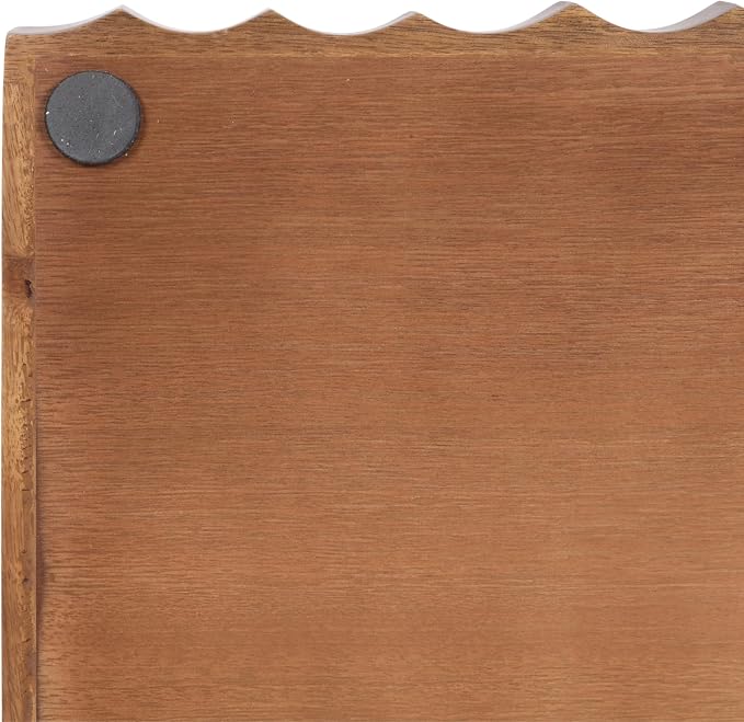Kate and Laurel Lissi Decorative Rectangle Tray with Wavy Design; 16 x 12; Walnut Brown; Mid-Century Modern Scalloped Serving Tray for Coffee Table Ottoman; Dining Table; or Entryway Catch-All Tray