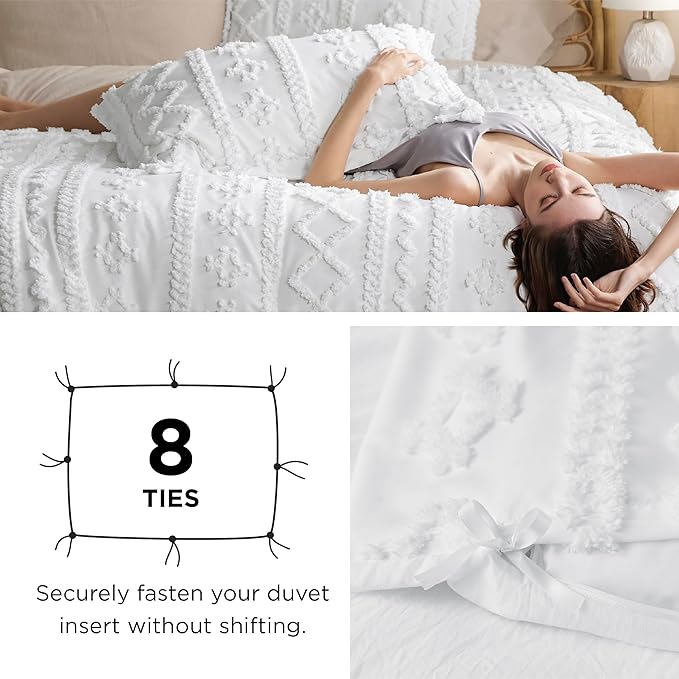Bedsure Boho Duvet Cover King Size, Soft & Comfortable Elegant Design Boho Bedding for Decoration, Machine Washable Comforter Cover for All Seasons,Includes 1 Duvet Cover & 2 Pillow Shams,Khaki