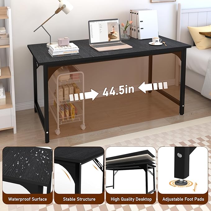Computer Desk, 55 Inch Home Office Desks, Office Desk for Gaming Writing Study Work, Study Table with Large Legroom, Computer Desk with Metal Frame, Modern Simple Home Office Desk for Bedroom