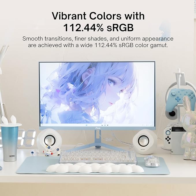 Pixio PX248 Wave Blue 24 inch 200Hz Refresh Rate FHD 1080p Resolution Fast IPS Panel 1ms GTG Response Time Built-in Speakers Gaming Monitor with Adaptive Sync