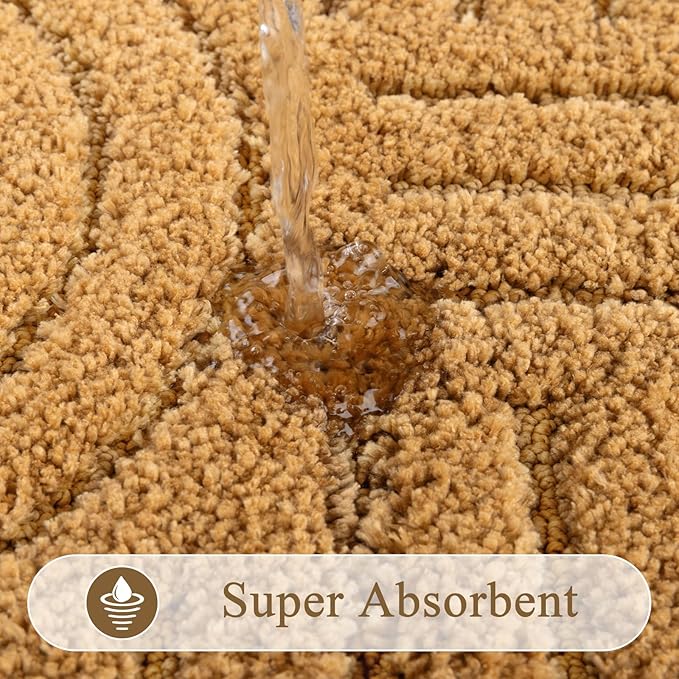 SHACOS Super Soft Bathroom Runner Rugs 24"x60" Non Slip Boho Bathroom Mats Microfiber Absorbent Carpet for Bath Room Machine Washable Shaggy Bath Rugs for Shower Bathtub Home Decor, Mustard 2'x5'