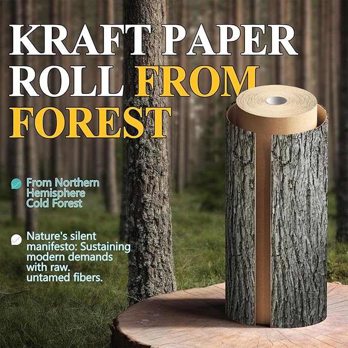 BAIJIALI 36" x 2,400" (200') Kraft Paper Roll for Craft Bulletin Board Paper Art Table Covering Crafting Gift Wrapping Bouquet Packing Parcel (Brown, 36''x200')