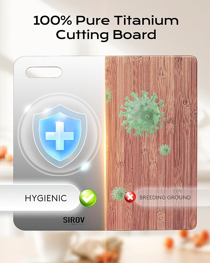 Titanium Cutting Board, 100% Pure Titanium Cutting Boards For Kitchen, Best Non Toxic chopping board, Dishwasher safe, Hygiene and Durability for Meat, Fruit, and Vegetables (Set of 3)