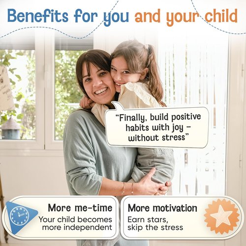 LIKARTO Magnetic Reward Chart for Kids - 280 Magnets for Behavior & Chores | Visual Schedule - Blue, Ages 3-9