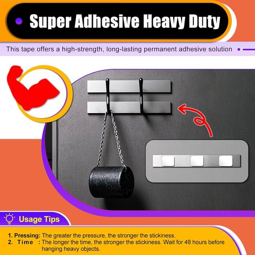 PHIXBEAR Double-Sided Adhesive Pads - Heavy-Duty Sticky Mounting Foam Tape, 60 Pcs, 1.57" x 1.97" Black