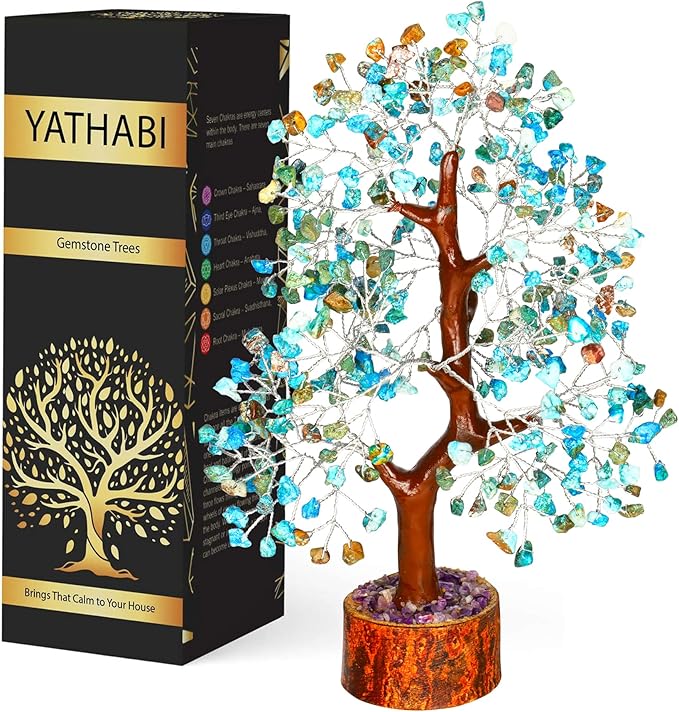 Turquoise Crystal Bonsai Tree - Feng Shui Gemstone - Spiritual Gift for Women - Tree of Life Decor - Chakra Stone - Positive Energy