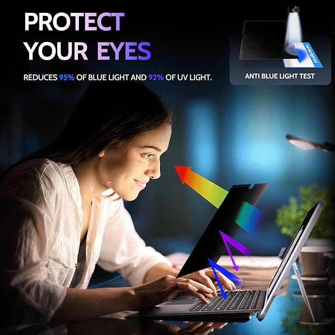 Peslv Privacy Screen for 10.5 Inch Surface Go 4/3/2/1, MagicSuction™ Removable Anti Spy Black Protector, Glare Blue Light Filter for Microsoft Laptop Computer Monitor