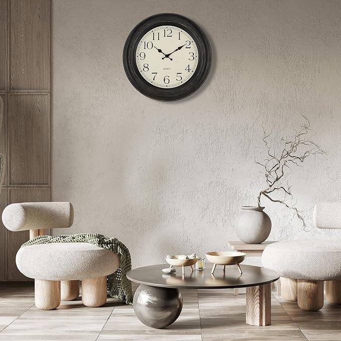 Foxtop Large Wall Clock 18 Inch Silent Non Ticking Battery Operated Classic Vintage Retro Wall Clock Decorative for Living Room Kitchen Home Office (Bronze)