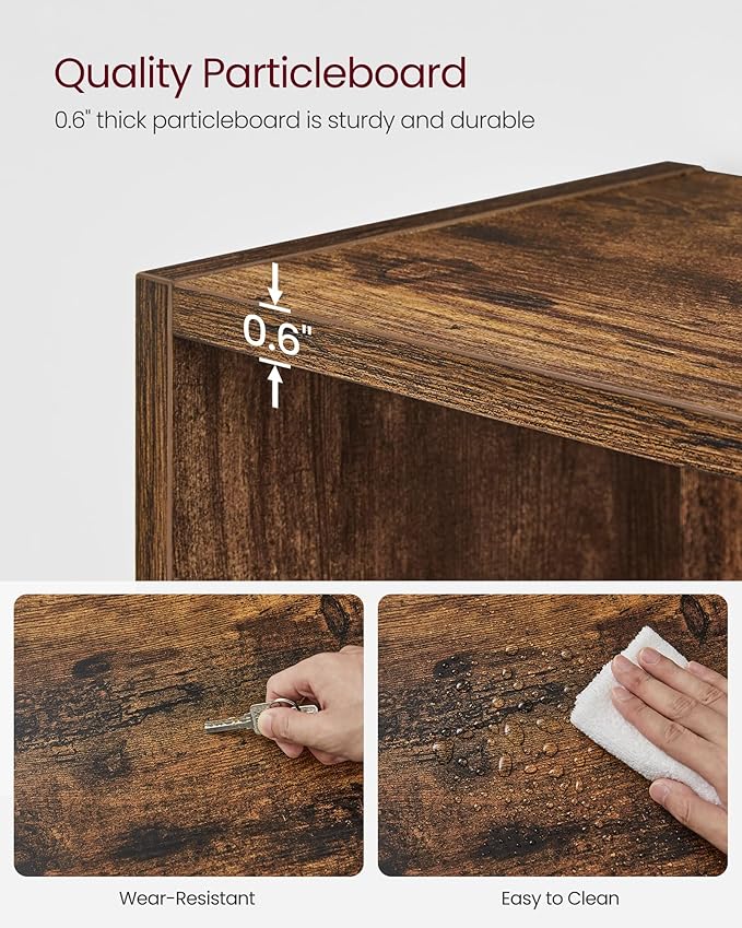 VASAGLE CUSTOS Collection - Bookshelf, 6-Tier Bookcase, Book Shelf, Open Storage Shelf, 9.4 x 23.6 x 63.3 Inches, for Living Room, Home Office, Dinning Room, Rustic Brown ULBC166X01