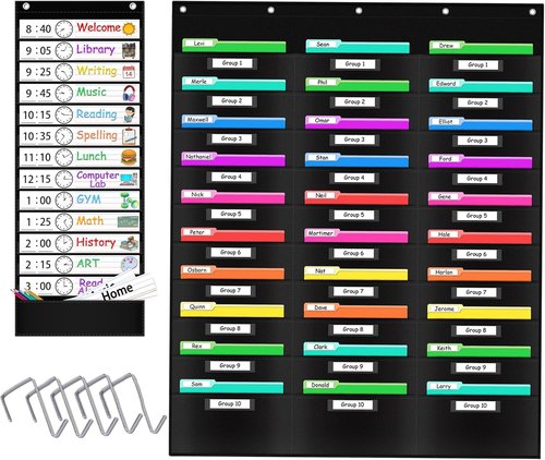 AKAYOK Daily Schedule Pocket Chart - Hanging File Folders for Legal & Letter Size
