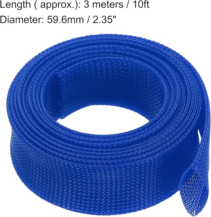 uxcell Expandable Sleeving,2 3/8-inch 10ft Cable Sleeve, Blue