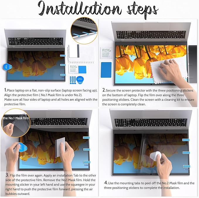 360° Privacy Screen for Laptop 15.6 Inch 16:9, 4 Way Computer Monitor Privacy Shield, Anti Glare Blue Light Filter Compatible with Lenovo Hp Dell Acer Asus Thinkpad Envy Xps
