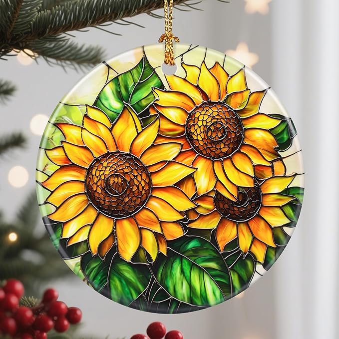 Christmas Ornaments, Sunflower Ornament, Christmas Tree Decorations, Holiday Decorations, Holiday Ornaments, Sunflower Gifts, Flowers Lovers Gift, Holiday Party Gifts, and Xmas Gift Ideas