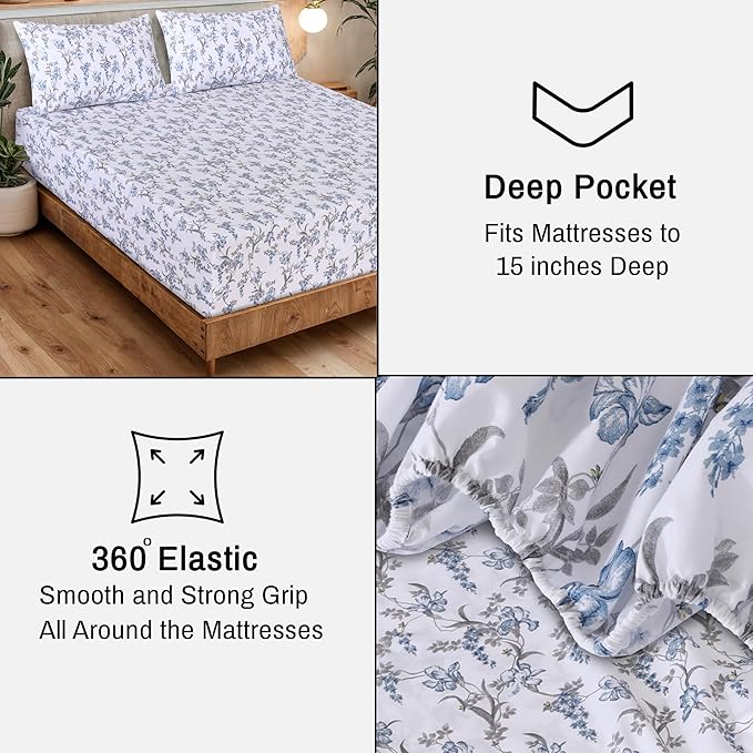 RUVANTI 100% Organic Cotton Sheets Full Size, Percale Weave, GOTS Certified, 4-Piece Set, Deep Pocket 15", Crisp & Breathable, Soft Durable Bedding, Sábanas Algodón Orgánico – Deluxe