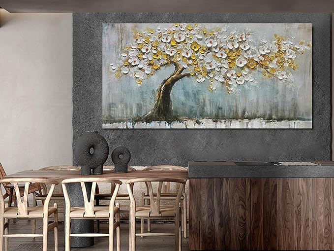 Brushart Gold Tree Wall Art Large Canvas Art Wall Decor for Living Room Pictures Paintings Wall Decor Textured for Walls for Bedroom Home Office, 58"x29"