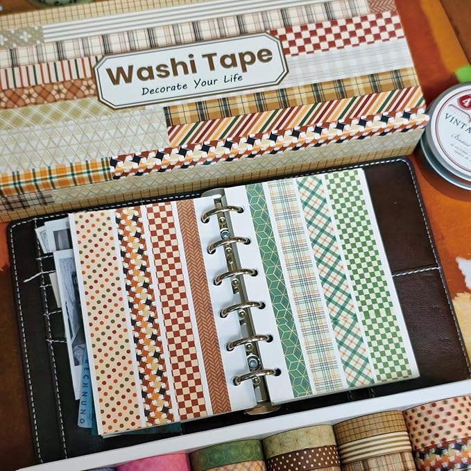Bomichi Washi Tape, 42 Rolls Aesthetic Colored Decorative Cute Scrapbook Tape for Scrapbooking Supplies Journaling Craft Junk Journal