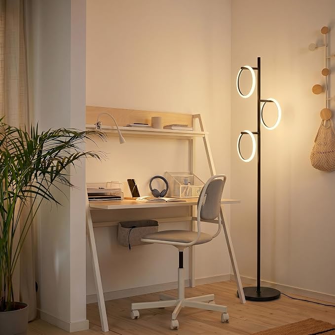 Brightech Saturn LED Tree Floor Lamp - Unique Design Matches Modern and Contemporary Decor - 3 Light Standing Pole Lamp- Tall Light for Living Room, Bedroom, and Office - Black