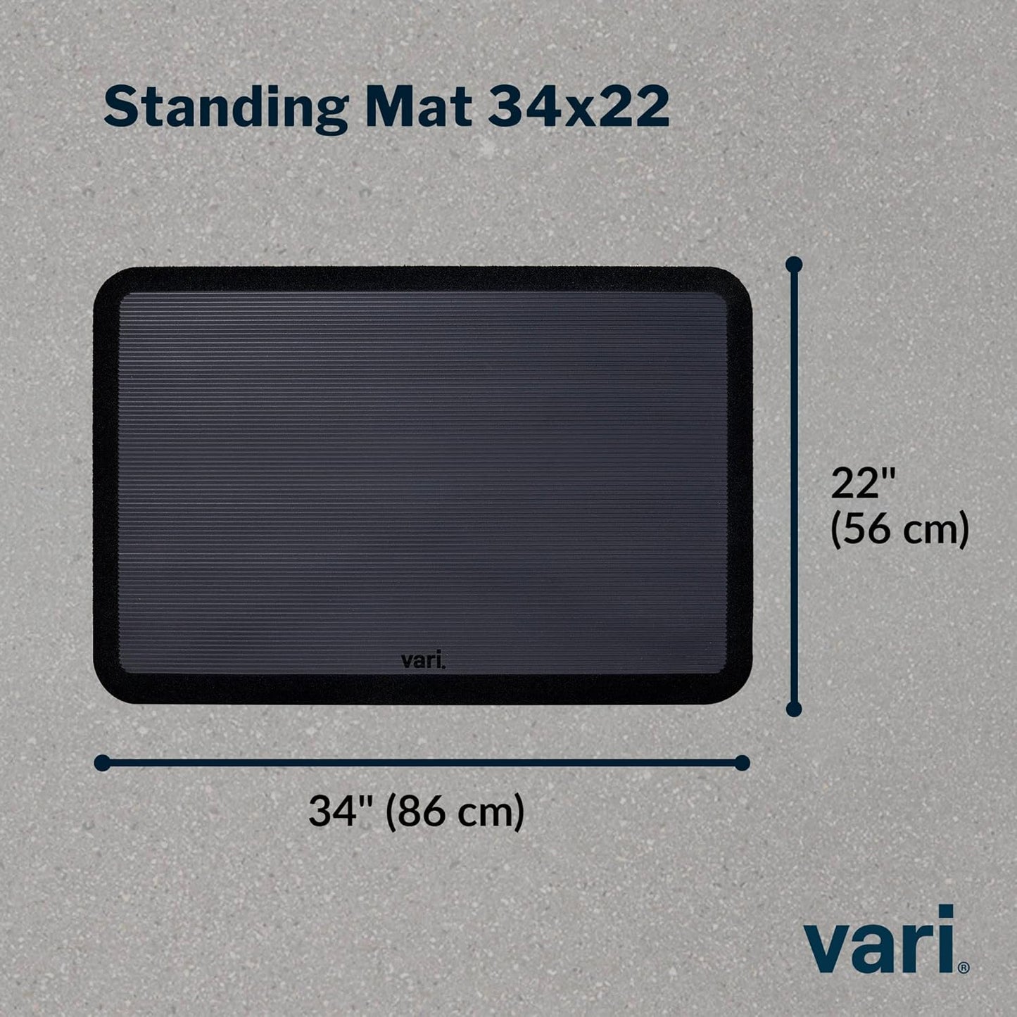 Vari Standing Mat - Anti-Fatigue Non-Slip Cushioned Mat for Standing Desks | 34x22 Inches - Black