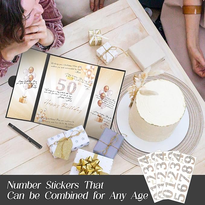 Black Gold Birthday Party Decorations,18" x 12" Creative Birthday Decorations Guest Sign in Book Alternative, for Men and Women of All Ages, Happy Birthday Party Supplies