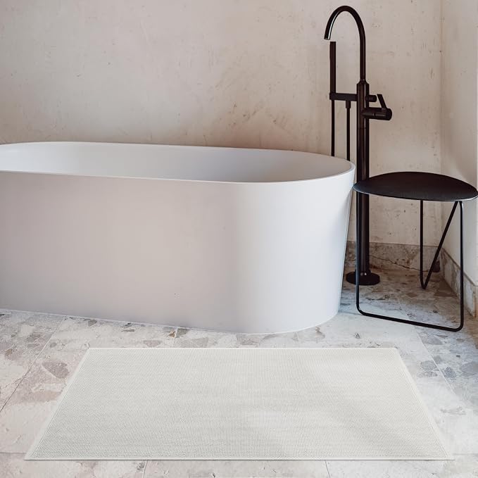 Cotton Paradise 100% Cotton Turkish Bathmat Rug, Soft Absorbent Quick Dry Non Slip, 17x24 Bathmat Rug, Silver Grey