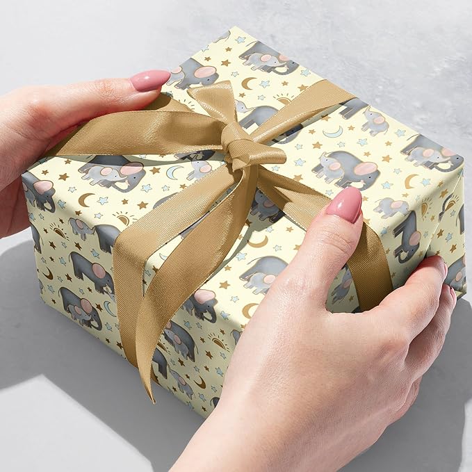 Jillson Roberts Gift Wrap, Baby Elephants (8 Rolls 5 feet x 30 inches)