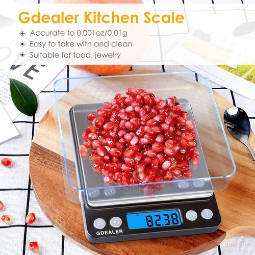 GDEALER Digital Pocket Kitchen Scale - Accurate 0.001oz/0.01g Measurement - Compact Stainless Steel, Black