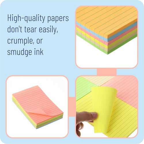 Mr. Pen Lined Sticky Notes - 4" x 6", 6 Pads, 45 Sheets Each - Pastel Color Memo Pads for Office & School