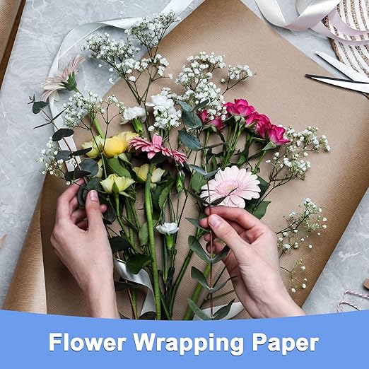 Double Sided Color Flower Wrapping Paper - 20 Sheet Waterproof Floral Bouquet Wrapping Paper Fits for Wedding Graduation Gifts - (22.8x22.8 Inch, Purple)