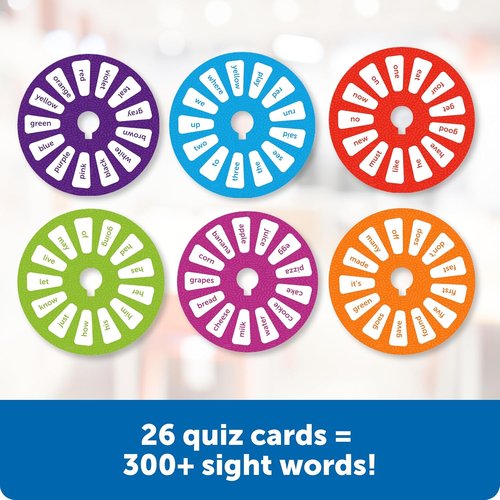 Learning Resources Sight Words Quiz Wheel - Engaging Reading Game for Kids Ages 5+ | 16 Flash Cards