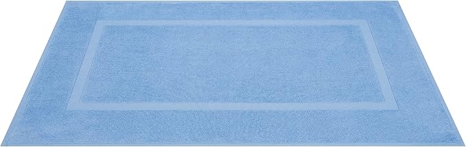 Cotton Paradise 100% Cotton Turkish Bathmat Set, Soft Absorbent Quick Dry, 2 Piece 20x34 Bathmat Floor Set, Sky Blue