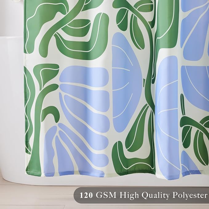 Ohocut Mid Century Modern Abstract Geometric Colorful Boho Shower Curtains for Bathroom, Cute Blue and Green Floral Retro Bathroom Shower Curtain, Waterproof Vintage Bath Curtain 72''x72''