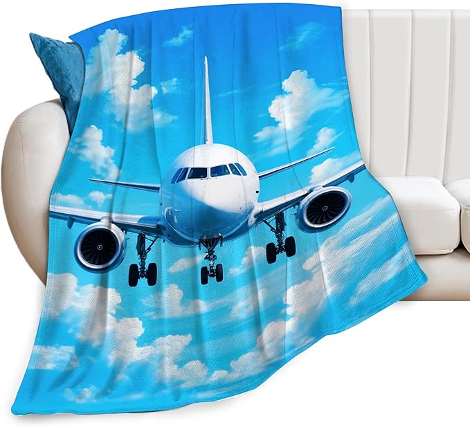 Airplane Blanket for Boys Pilot Plane Throw Blanket Aircraft Soft Cozy Fleece Fuzzy Stuffed Plush Flannel Gifts for Girls Women Kids Adults 60''x80''