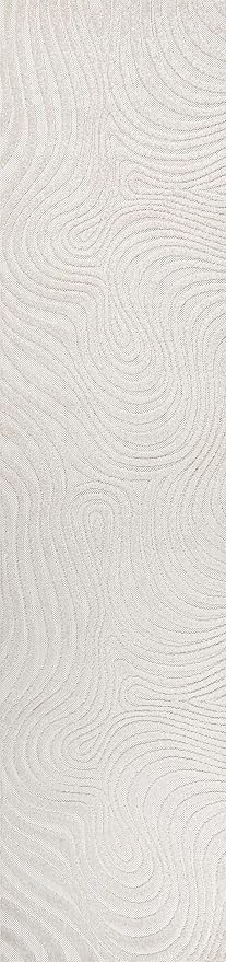 JONATHAN Y Maribo High-Low Abstract Striped Cream/Ivory 2x10 Indoor/Outdoor Runner Rug, Pet Friendly, Non-Shedding, Stain Resistant, Easy-Cleaning for Backyard, Patio (SCN103A-210)